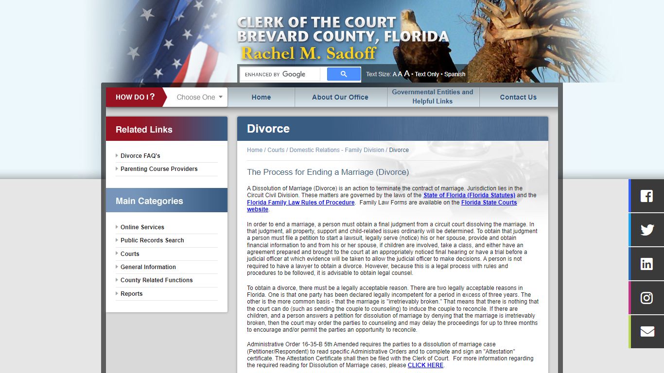 Divorce - Brevard County, Florida - Clerk of the Court