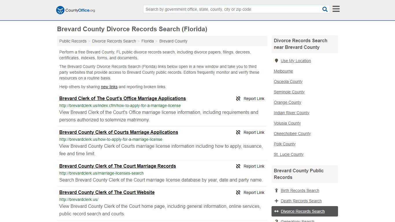 Brevard County Divorce Records Search (Florida) - County Office